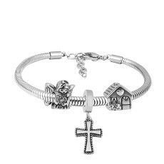 Stainless steel Charm Bracelet  3 charms completed cartoon