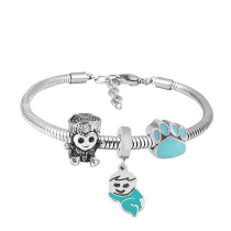 Stainless steel Charm Bracelet  3 charms completed cartoon