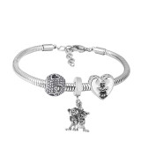 Stainless steel Charm Bracelet  3 charms completed cartoon