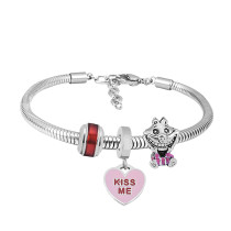 Stainless steel Charm Bracelet  3 charms completed cartoon