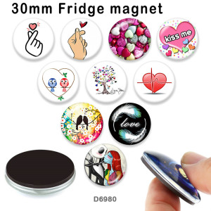 10pcs/lot  love  Kiss me  glass picture printing products of various sizes  Fridge magnet cabochon