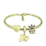 Stainless steel Charm Bracelet  3 charms completed cartoon