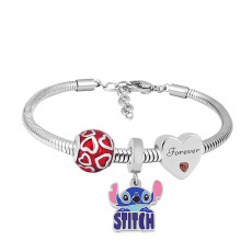 Stainless steel Charm Bracelet  3 charms completed cartoon