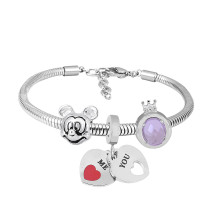 Stainless steel Charm Bracelet  3 charms completed cartoon