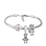 Stainless steel Charm Bracelet  3 charms completed cartoon