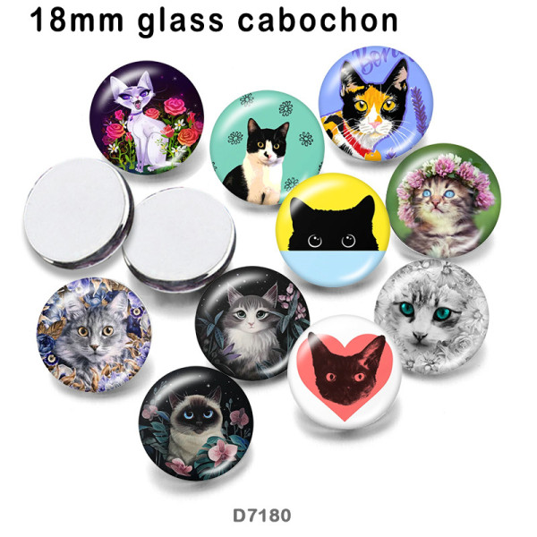 10pcs/lot Cat Flower princess  glass picture printing products of various sizes  Fridge magnet cabochon