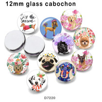 10pcs/lot  Dog  Flower  glass picture printing products of various sizes  Fridge magnet cabochon