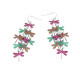 Colorful copper dragonfly color matching gradient long earrings