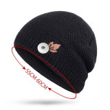 Winter new style maple leaf cotton hat knit suit plus velvet thickening warm outdoor leisure woolen hat male hat fit 18mm snap button jewelry