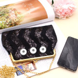 6 inches Square Sequins Diagonal coin purse Snaps coin purse Storage bag fit 18mm snap button jewelry