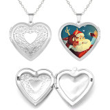 17 styles Stainless steel painted Heart pattern Phase box, chain length 60cm, diameter 2.7cm