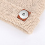 Knitted woolen hat, autumn and winter, solid color, warmth, knitted hat, all-match, parent-child fit 18mm snap button jewelry
