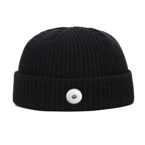 Lovers Style Melon Leather Hat Fall/Winter Pure Color Knitted Woolen Hat Ski Hat Warm Wool fit 18mm snap button jewelry