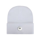 Pure color light board acrylic wool hat men and women lovers autumn and winter knitted warm hats fit 18mm snap button jewelry