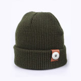 Knitted woolen hat, autumn and winter, solid color, warmth, knitted hat, all-match, parent-child fit 18mm snap button jewelry