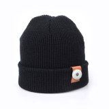 Knitted woolen hat, autumn and winter, solid color, warmth, knitted hat, all-match, parent-child fit 18mm snap button jewelry