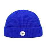 Lovers Style Melon Leather Hat Fall/Winter Pure Color Knitted Woolen Hat Ski Hat Warm Wool fit 18mm snap button jewelry