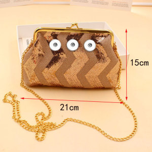 6 inches Square Sequins Diagonal coin purse Snaps coin purse Storage bag fit 18mm snap button jewelry