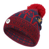 Christmas elk wool ball printing knitted Christmas hat winter warm earmuffs head hat woolen hat fit 18mm snap button jewelry