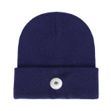 Pure color light board acrylic wool hat men and women lovers autumn and winter knitted warm hats fit 18mm snap button jewelry