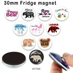 10pcs/lot Bear Mama  glass picture printing products of various sizes  Fridge magnet cabochon