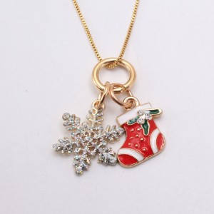 Children Christmas Snowflake Pendant Chain Necklace Alloy Small Pendant Box Chain Children's Necklace for girls