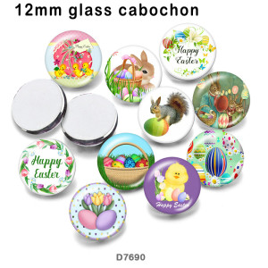 10pcs/lot happy easter rabbit glass picture printing products of various sizes  Fridge magnet cabochon
