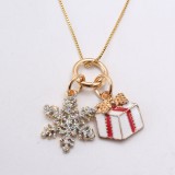 Children Christmas Snowflake Pendant Chain Necklace Alloy Small Pendant Box Chain Children's Necklace for girls