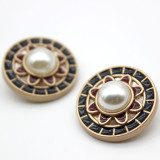 20MM Pearl drop oil rhinestone gorgeous style design metal silver plated snap charms