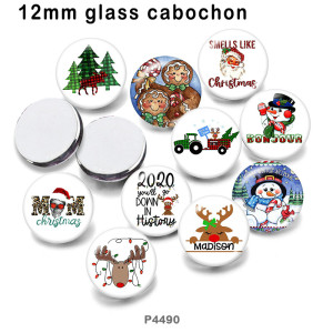 10pcs/lot  Christmas  glass picture printing products of various sizes  Fridge magnet cabochon