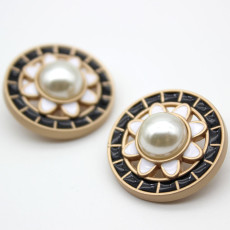 20MM Pearl drop oil rhinestone gorgeous style design metal silver plated snap charms