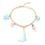 Children Aisha Snow Princess Children's Necklace Oil Drop Alloy Pendant Chain Children's Necklace Bracelet Set