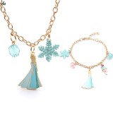 Children Aisha Snow Princess Children's Necklace Oil Drop Alloy Pendant Chain Children's Necklace Bracelet Set
