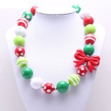 Children Red Bow Christmas Children's Beaded Necklace New Kid Chunky Necklace