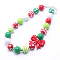 Children Red Bow Christmas Children's Beaded Necklace New Kid Chunky Necklace
