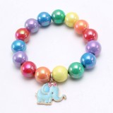 Children Rainbow beaded children's bracelet, cute dripping alloy pendant, children's beaded hand