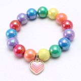 Children Rainbow beaded children's bracelet, cute dripping alloy pendant, children's beaded hand