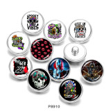 20MM Spooky Vibes  skull  Print   glass  snaps buttons