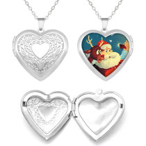 10 styles Stainless steel painted Heart pattern Phase box, chain length 60cm, diameter 2.7cm