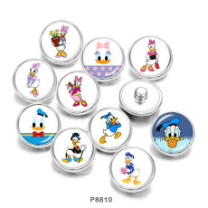 20MM  Donald Duck  Print   glass  snaps buttons