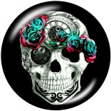 20MM Spooky Vibes  skull  Print   glass  snaps buttons