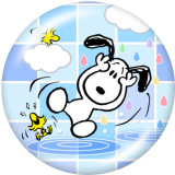 20MM Snoopy Cartoon  Print   glass  snaps buttons