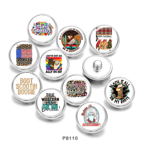 20MM    Kinder Garten  Print   glass  snaps buttons