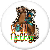 20MM  words   rodeo   Print   glass  snaps buttons