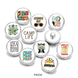 20MM  pray  love  Print   glass  snaps buttons