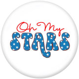 20MM USA  Stars  cattle  Print  glass  snaps buttons