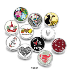 20MM  Love  Flower   cattle  Print  glass  snaps buttons