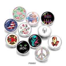 20MM  Flamingo  Cat  Flag  Christmas  Print  glass  snaps buttons