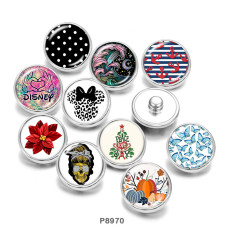 20MM  Butterfly  Christmas  Print  glass  snaps buttons
