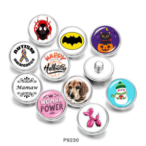 20MM  Halloween  Snowman  Dog  Print  glass  snaps buttons